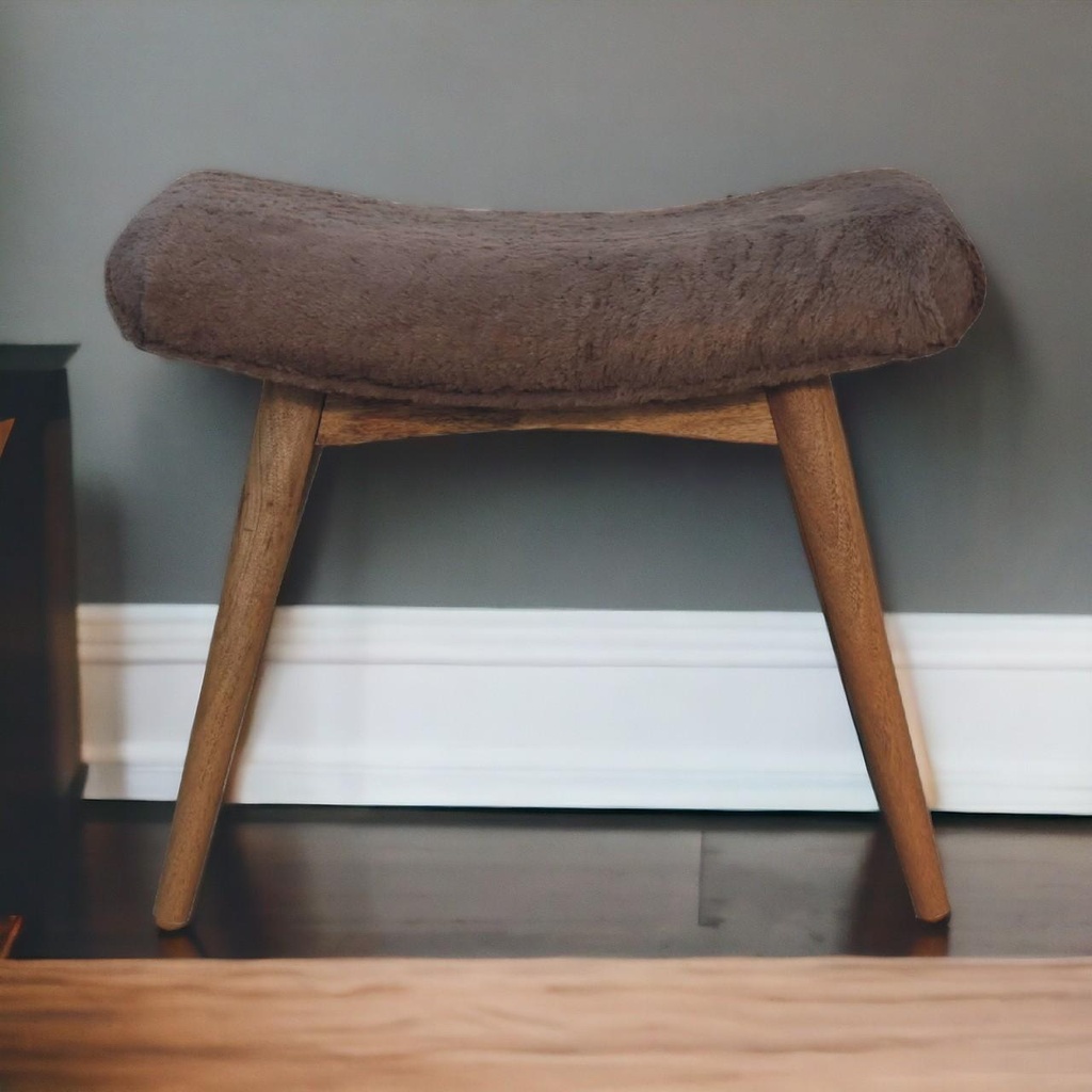 [AOSOM-F-AFU-B2743P403230] Faux Fur Mango Wood Bench 40 x 63 x 52cm, Brown