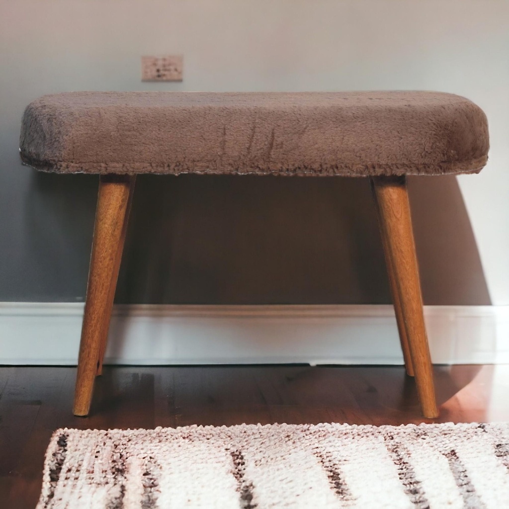 [AOSOM-F-AFU-B2743P403231] Velvet Ottoman Bench 35 x 78 x 50cm, Brown