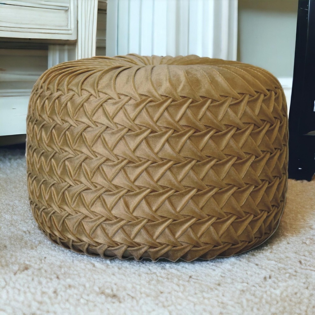 [AOSOM-F-AFU-B2743P403198] Velvet Footstool 46 x 46 x 33cm, Ochre