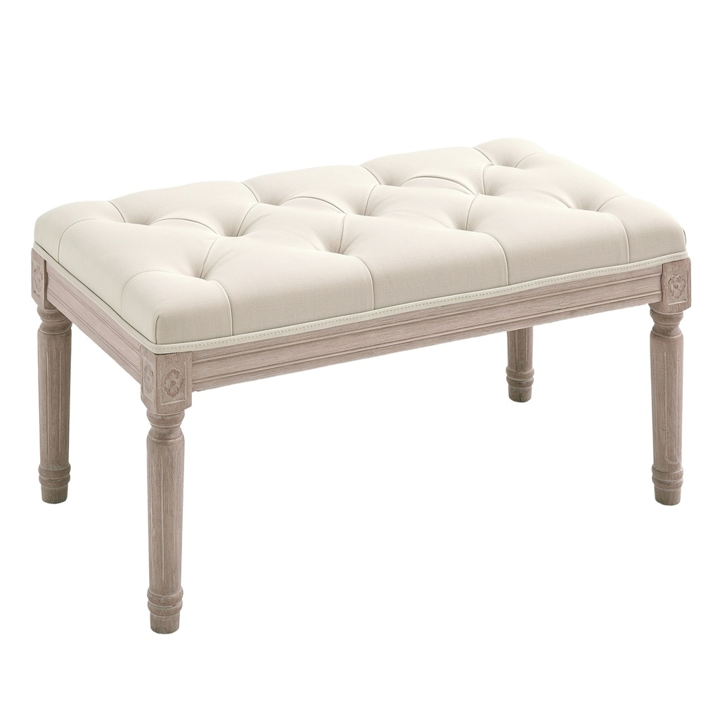 [AOSOM-838-160CW] Linen Ottoman Bench 43 x 80 x 40cm, Cream White