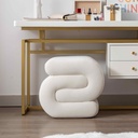 S-Shaped Velvet Footstool 50 x 46 x 46cm, Ivory White