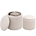 Round Set of 2 Corduroy Storage Ottoman 40 x 41 x 30cm