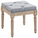 Square Linen Footstool 40 x 40 x 43cm, Light Grey, Cream White