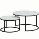 HOMCOM Marble-Effect Stacking Tables Set of 2 - White