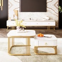 Set of 2 Nesting Coffee Table with High Gloss Top, White