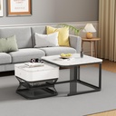 Nesting Coffee Table Set with Open Storage Shelf, 70L x 70W x 45H cm, White+Black