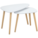 Nesting Coffee Table Set of 2 White Wood Legs