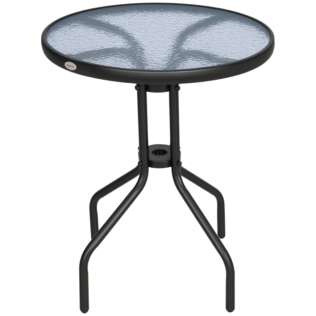 Outsunny Bistro Coffee Table Round Glass Top 60cm