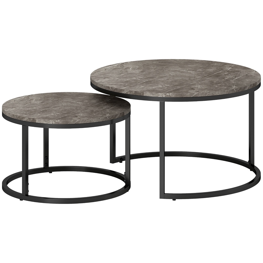 [833-873V80GY] Industrial Nesting Coffee Tables Set of 2 Steel Frame (Product Only)