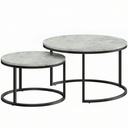HOMCOM Marble-Effect Stacking Tables Set of 2 Grey