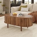 Vintage-Style Oval Coffee Table with Lift-Top and Storage, 100L x 48W x 53.5H cm, Walnut