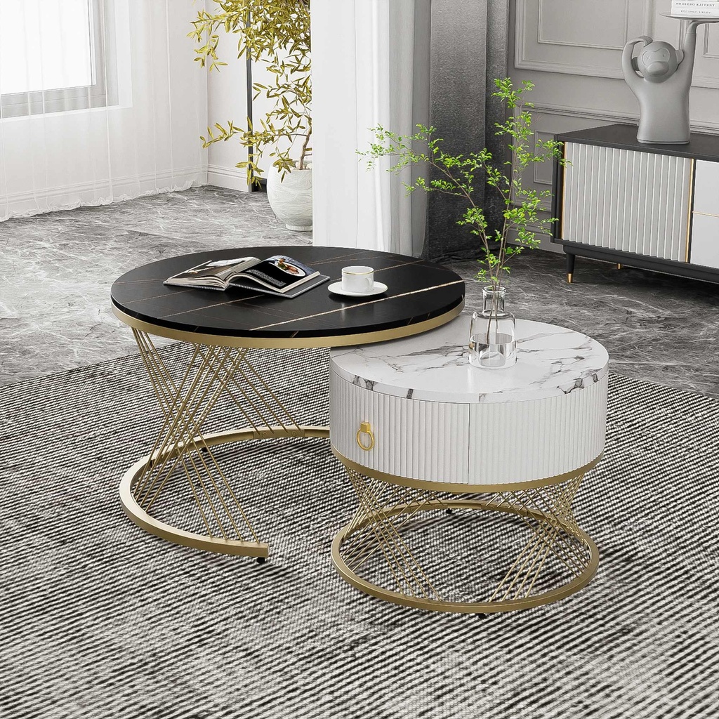 Elegant Nesting Coffee Table Set, Black