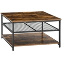 Coffee Table Rustic Brown 3-Tier Storage Shelves