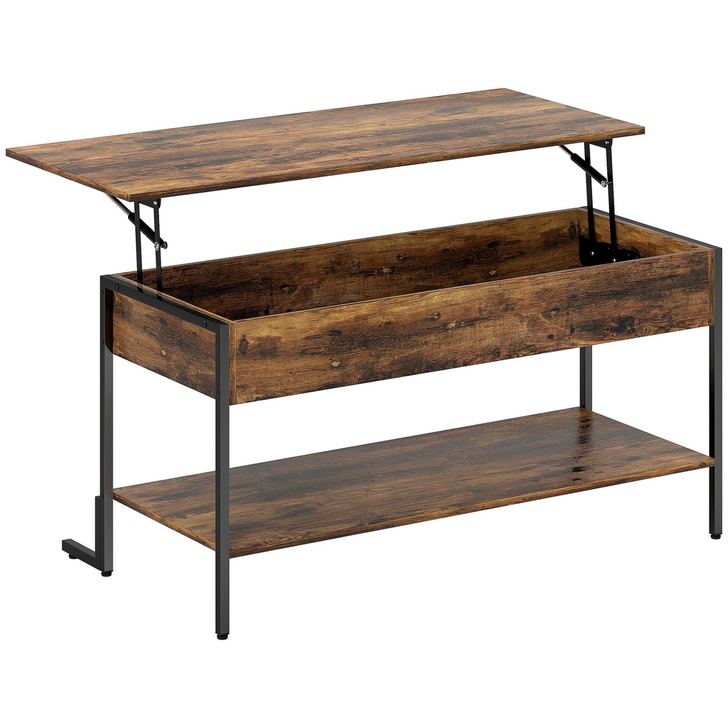 Lift-Top Coffee Table with Storage Rustic Brown
