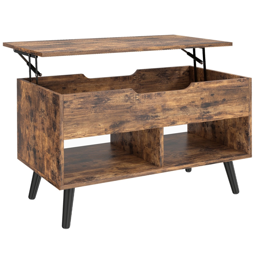 Lift Top Coffee Table Hidden Storage 75cm Rustic Brown