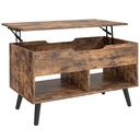 Lift Top Coffee Table Hidden Storage 75cm Rustic Brown