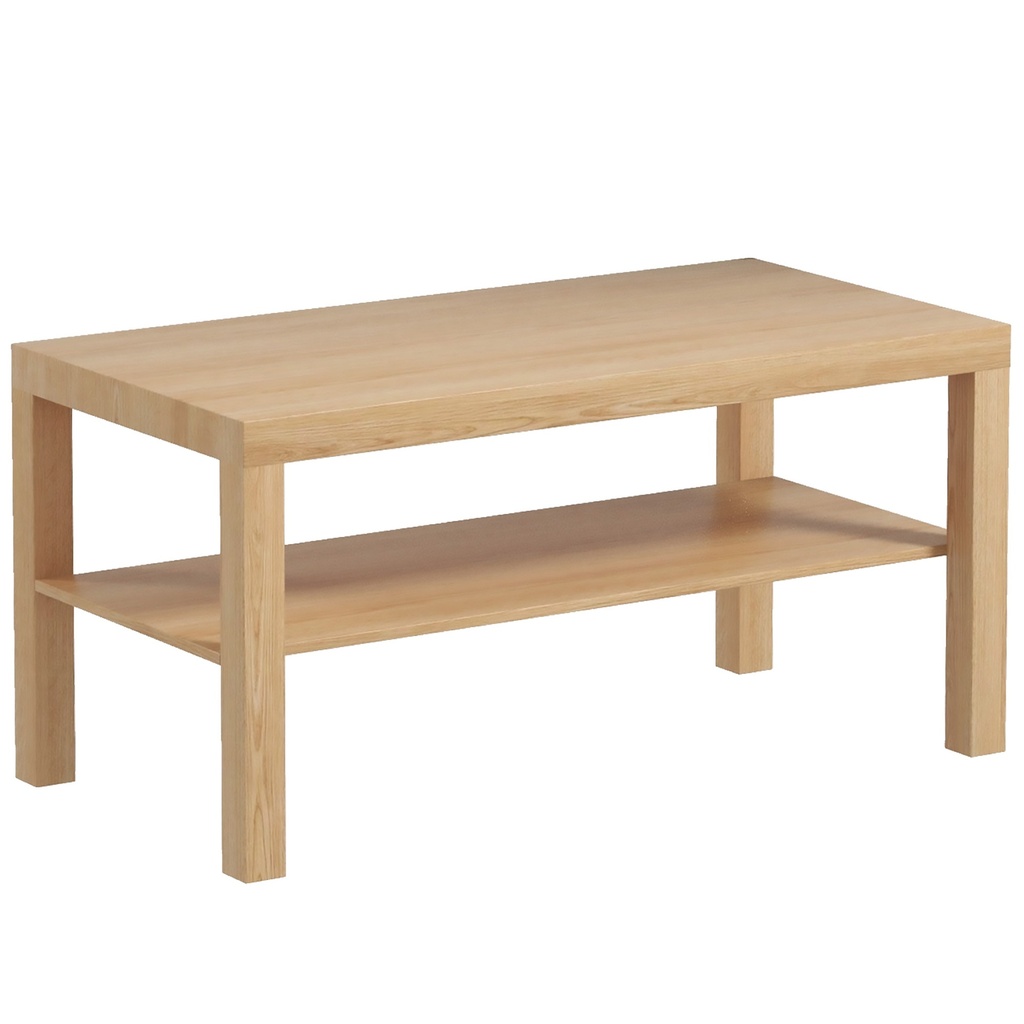 2-Tier Coffee Table with Storage Natural Wood