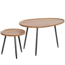 Nesting Coffee Table Set Metal Legs Chestnut Wood