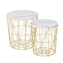 HOMCOM Set of 2 Round Nesting Tables Steel Frame White