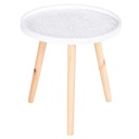 Floral Round Coffee Table Wood Legs Modern White