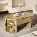 Modern Height-Adjustable Coffee Table with Storage and Sliding Doors, 100L x 50W x 40.5H cm, Wood