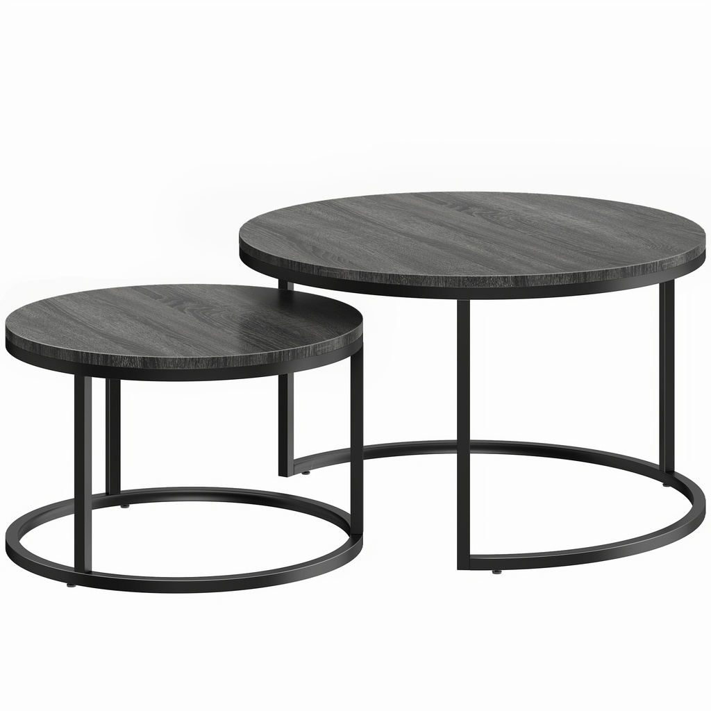 HOMCOM Stacking Tables Set Wood-Effect Black