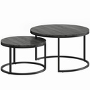 HOMCOM Stacking Tables Set Wood-Effect Black
