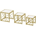 Nesting Coffee Tables Set, Metal Frame, White