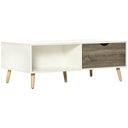 Coffee Table Modern with Storage Shelves & Drawers White