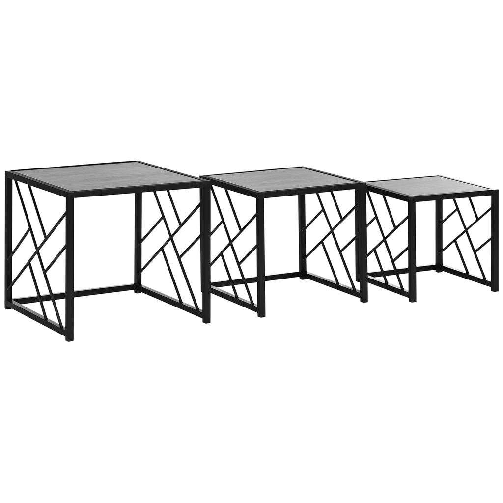 Nesting Coffee Tables Set of 3 Grey Metal Frame