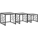 Nesting Coffee Tables Set of 3 Grey Metal Frame