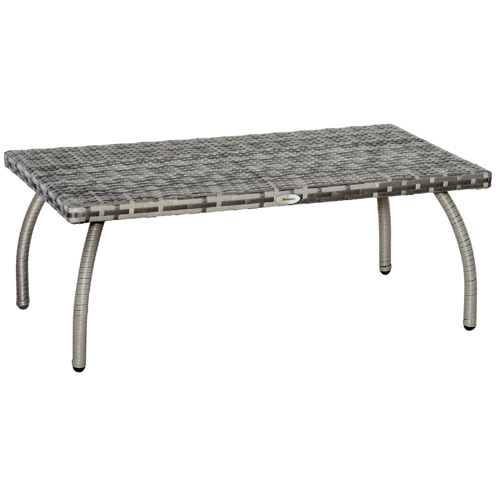 Outsunny PE Wicker Rattan Coffee Table - Mixed Grey