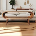 Solid Mango Wood Amaya Nordic Coffee Table with Open Slot, Brown