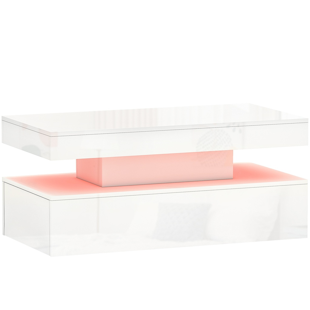 LED Coffee Table with Storage High Gloss White