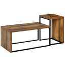 Nesting Coffee Tables Set of 2 Metal Frame Black/Brown