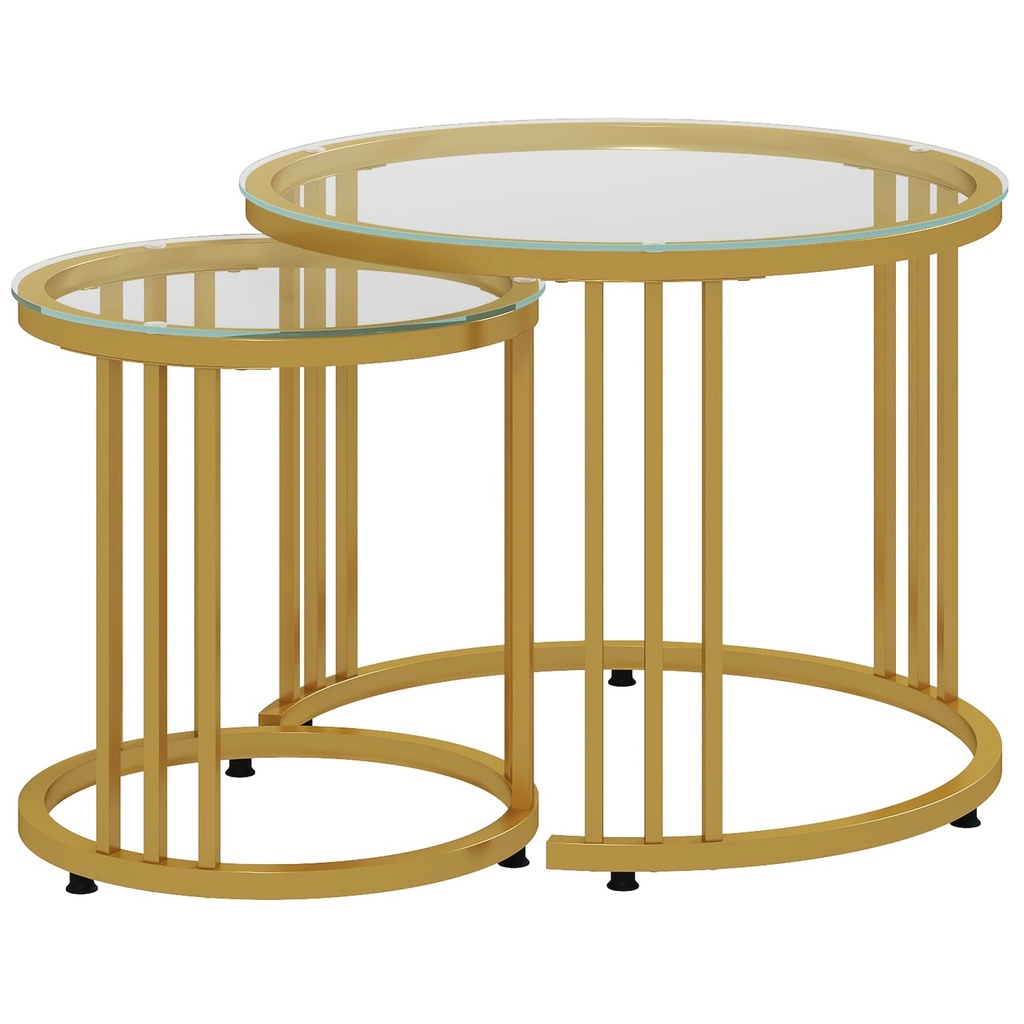 Nesting Coffee Tables Set of 2 Steel Gold Tone 60cm