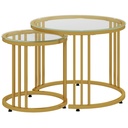 Nesting Coffee Tables Set of 2 Steel Gold Tone 60cm