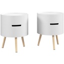 3-Tier Round Coffee Table Set of 2 with Storage White
