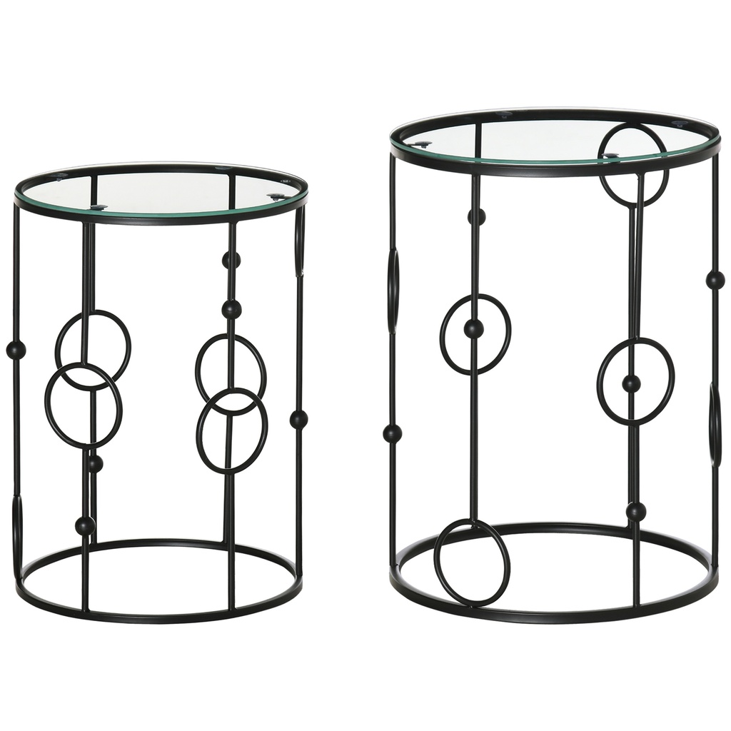 Nesting Round Coffee Table Set of 2 Black