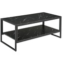 Marble Coffee Table Metal Frame Black 106x50cm