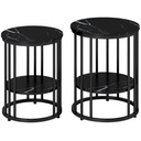 Marble-Effect Coffee Tables Set of 2 - Black