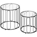 HOMCOM Nesting Tables Elliptical Cut-Out Black