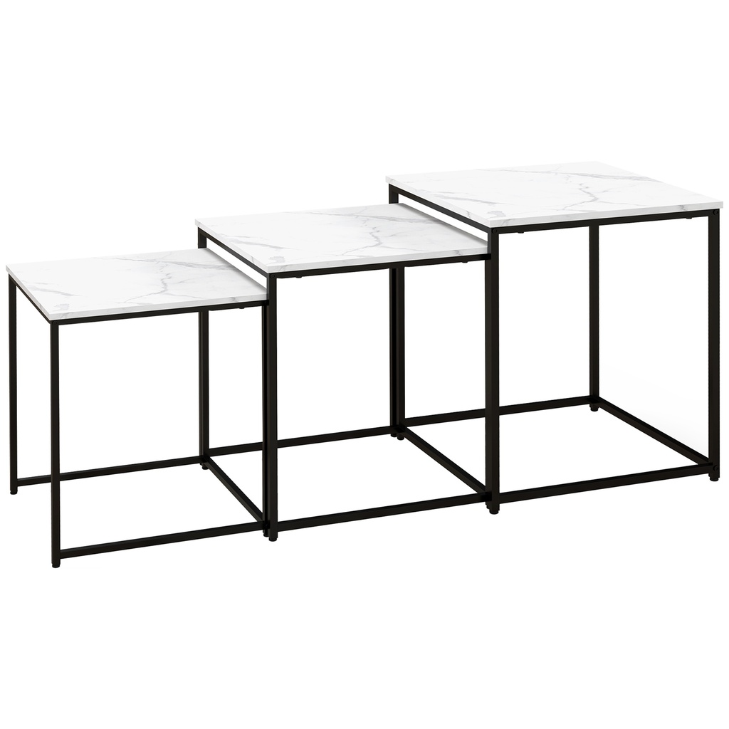HOMCOM Nest of 3 Tables Marble Effect Finish