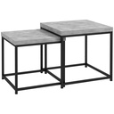 Nesting Coffee Tables Set Thick Tabletop Grey