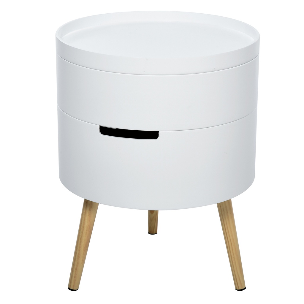 Round Coffee Table with Storage White 3-Tier