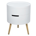 Round Coffee Table with Storage White 3-Tier