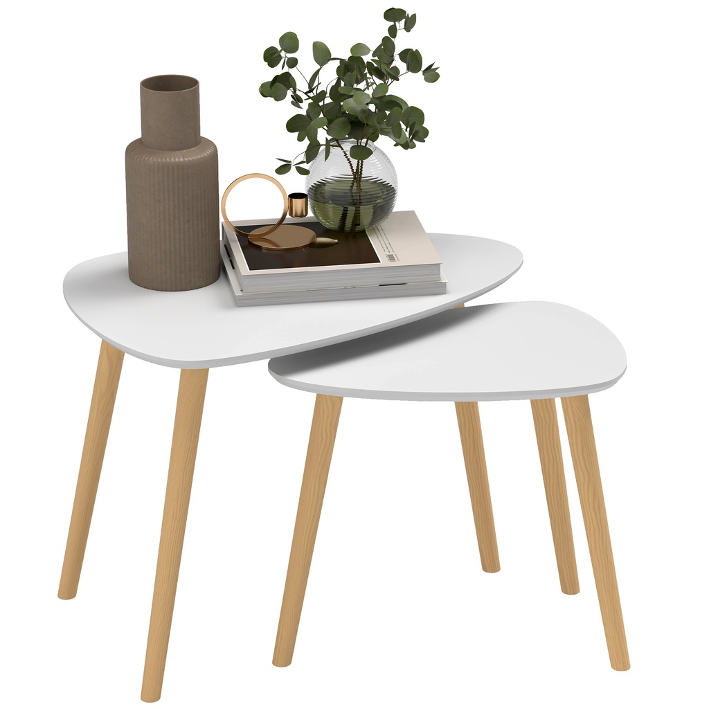 Side Table Set 59.5cmx39.5cmx45cm Light Grey