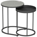 HOMCOM Round Nesting Side Table Set of 2 Grey
