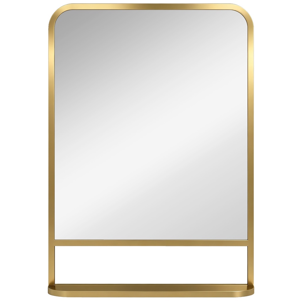 Wall Mirror with Storage Shelf 70x50cm Gold