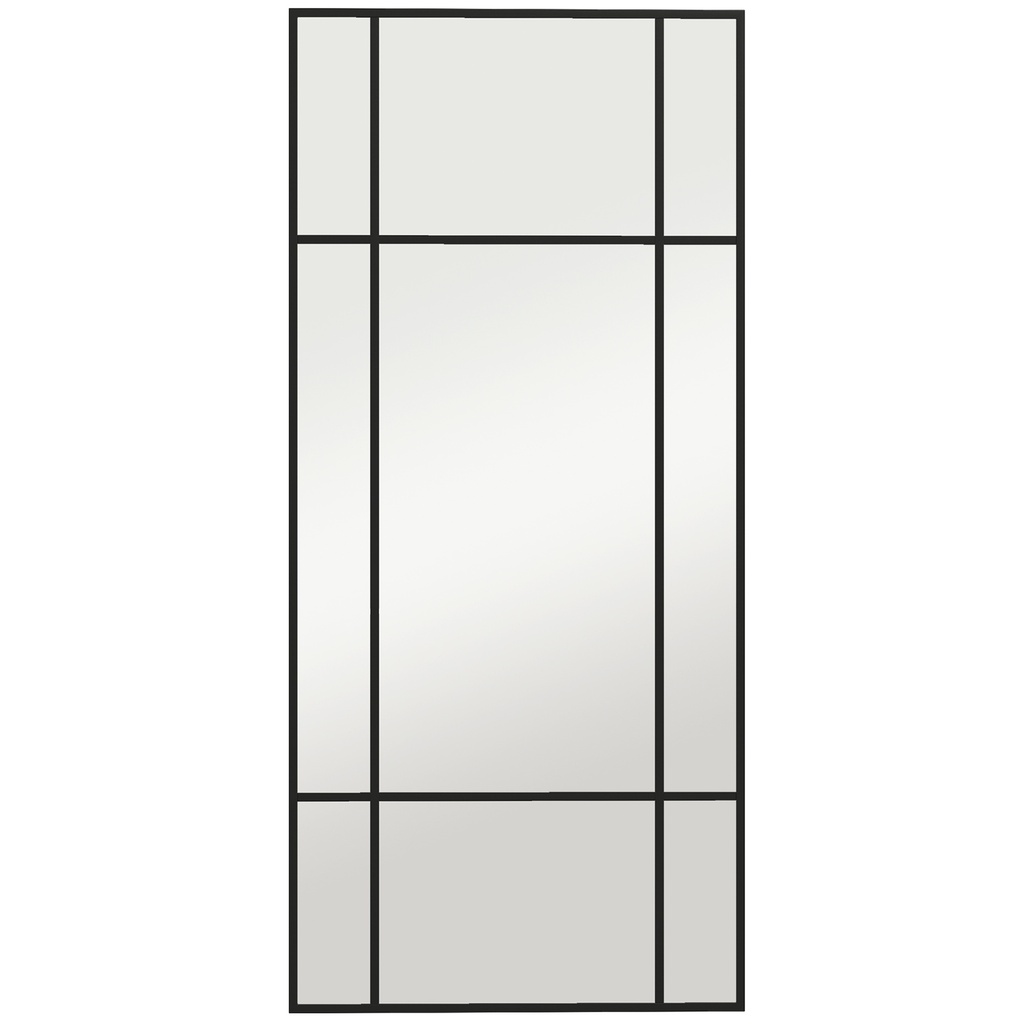 Decorative Wall Mirror with Hooks - Black